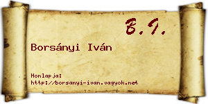 Borsányi Iván névjegykártya